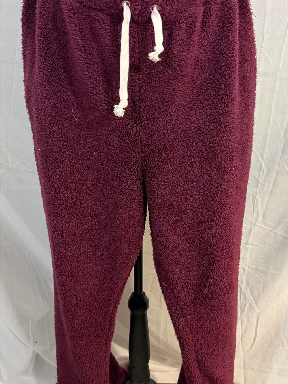 Feejays Cozy Plush Burgundy Fleece Joggers with feet